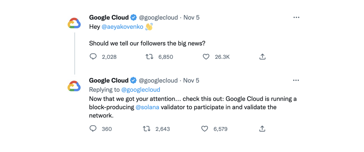 Google Cloud becomes a Solana validator